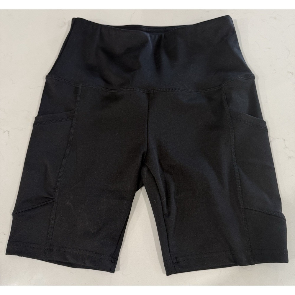 ShoSho Women's Biker Shorts Size Small Black with Side Pockets Stretch 6" inseam